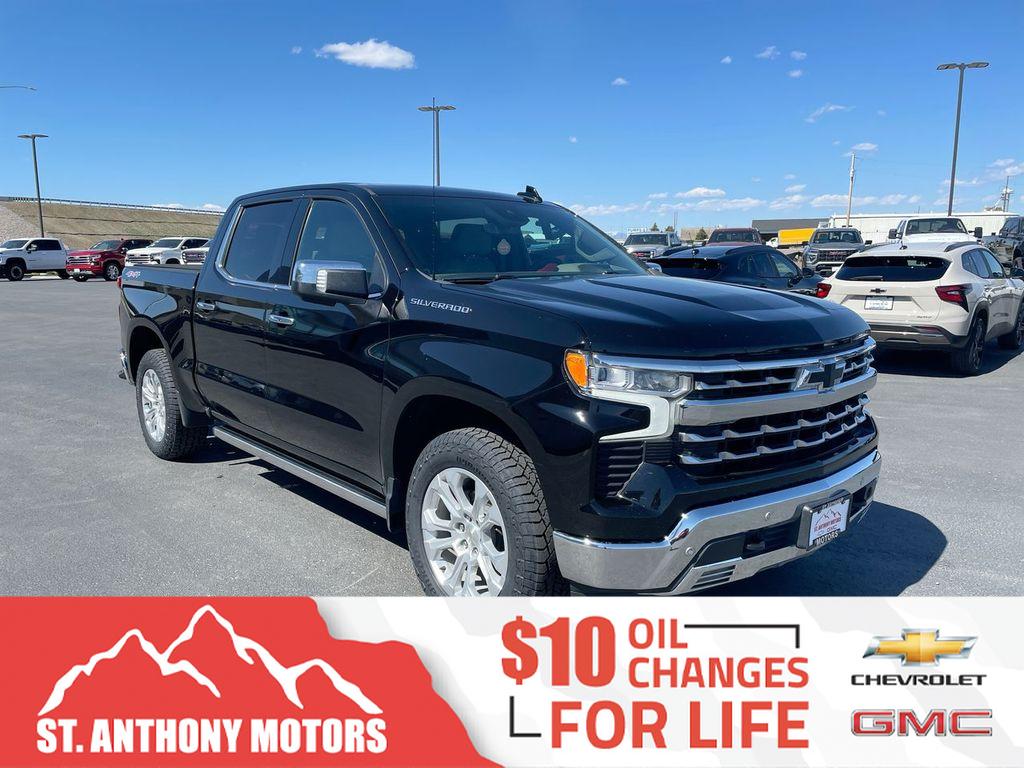 Black 2024 Chevrolet Silverado 1500 LTZ Crew Cab 4WD Pickup Truck Four-Wheel Drive Automatic