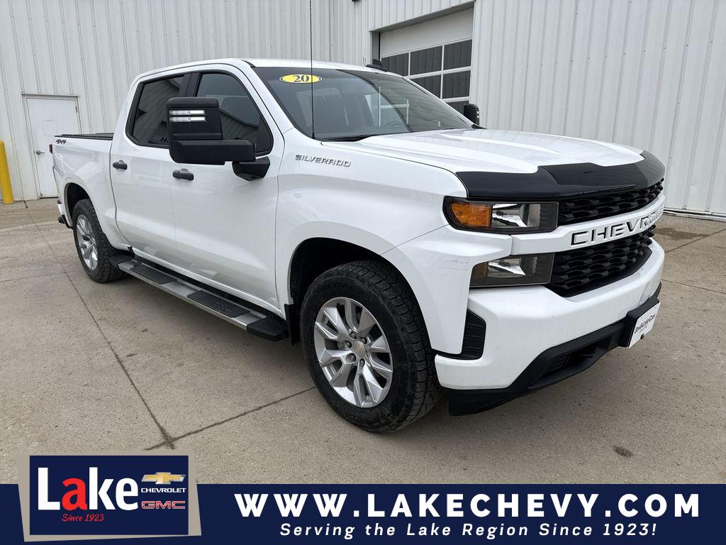 Summit White 2020 Chevrolet Silverado 1500 Custom Crew Cab 4WD Pickup Truck Four-Wheel Drive 6-Speed Automatic
