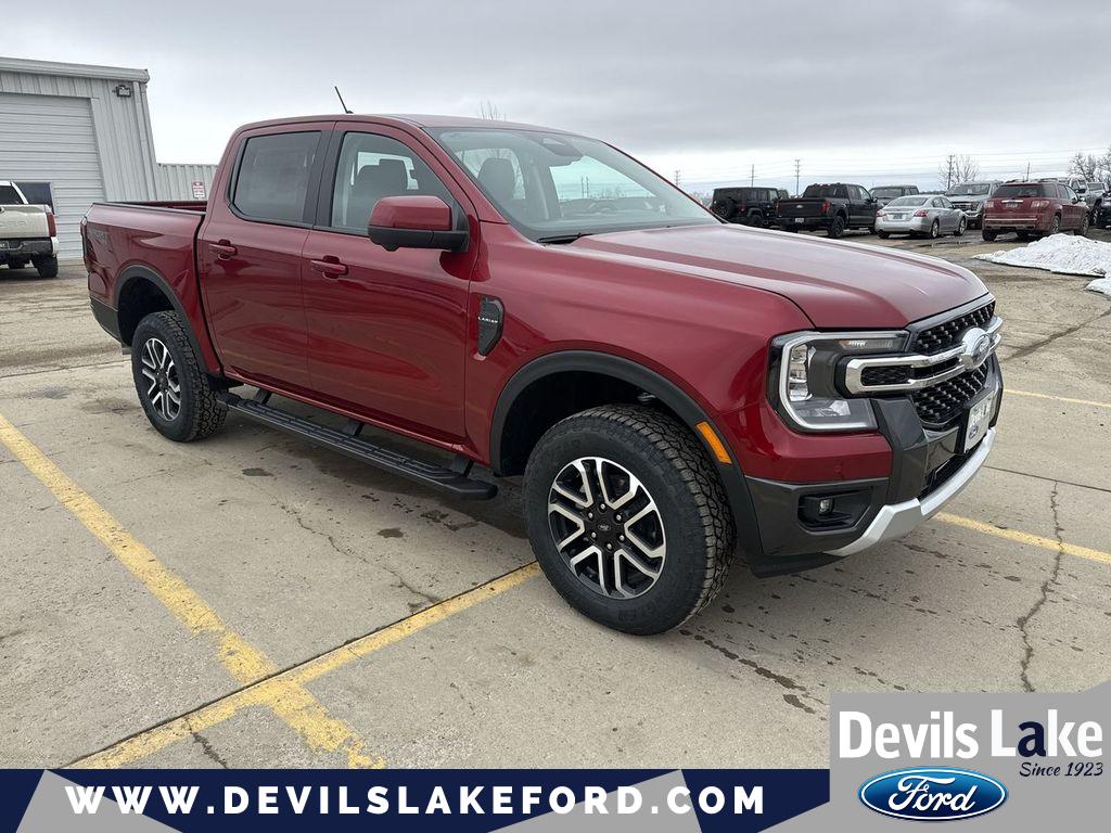Ruby Red Metallic Tinted Clearcoat 2026 Ford Ranger Lariat SuperCrew 4WD Pickup Truck Four-Wheel Drive Automatic