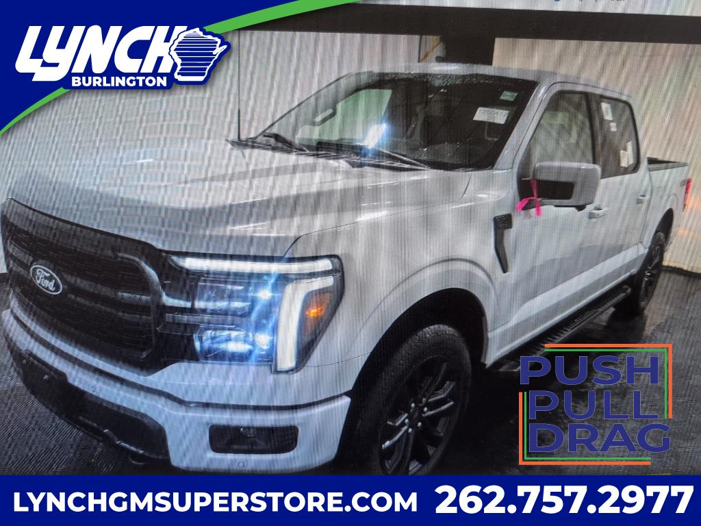 Space White Metallic 2025 Ford F-150 Lariat SuperCrew 4WD Pickup Truck Four-Wheel Drive Automatic