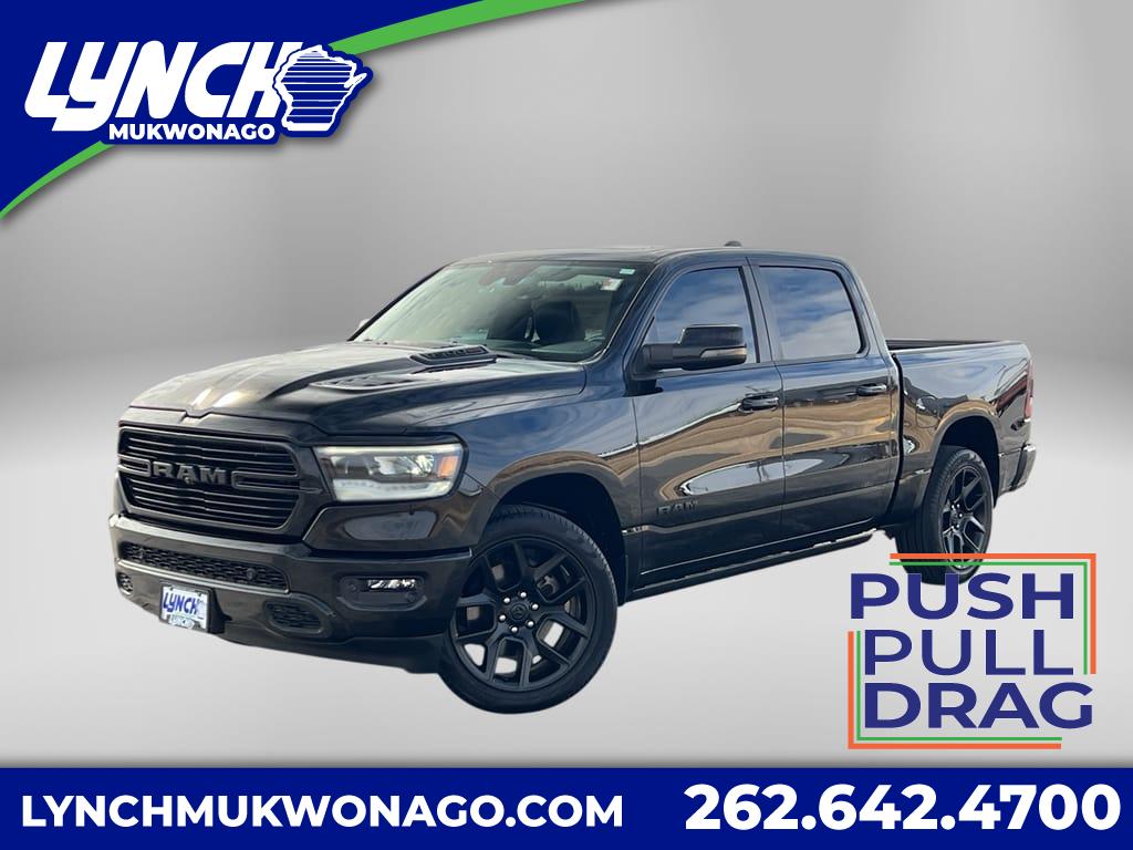 Diamond Black Crystal Pearlcoat 2023 RAM 1500 Laramie Crew Cab 4WD Pickup Truck Four-Wheel Drive Automatic