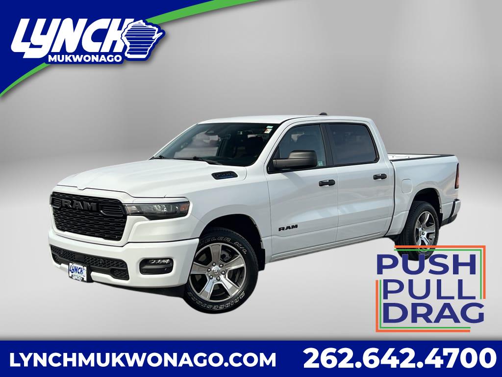 Bright White Clearcoat 2025 RAM 1500 Tradesman Crew Cab 4WD Pickup Truck Four-Wheel Drive Automatic