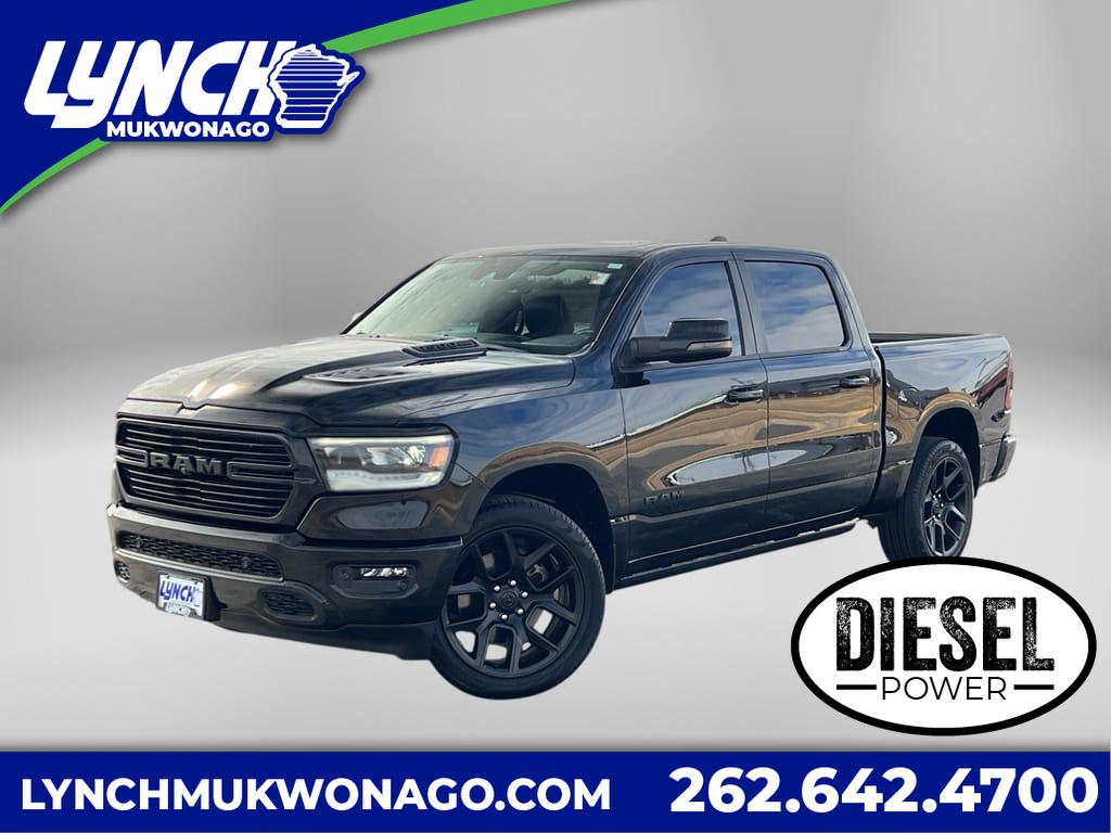 Diamond Black Crystal Pearlcoat 2023 RAM 1500 Laramie Crew Cab 4WD Pickup Truck Four-Wheel Drive Automatic