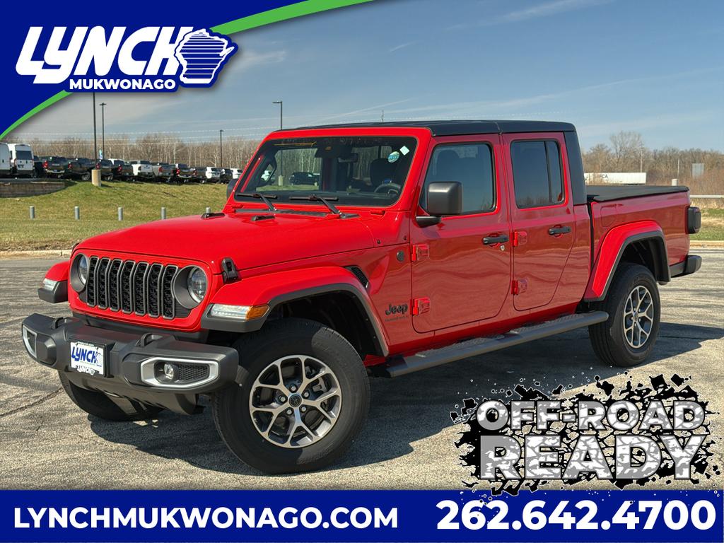 Firecracker Red Clearcoat 2024 Jeep Gladiator Sport S Crew Cab 4WD Pickup Truck Four-Wheel Drive 8-Speed Automatic