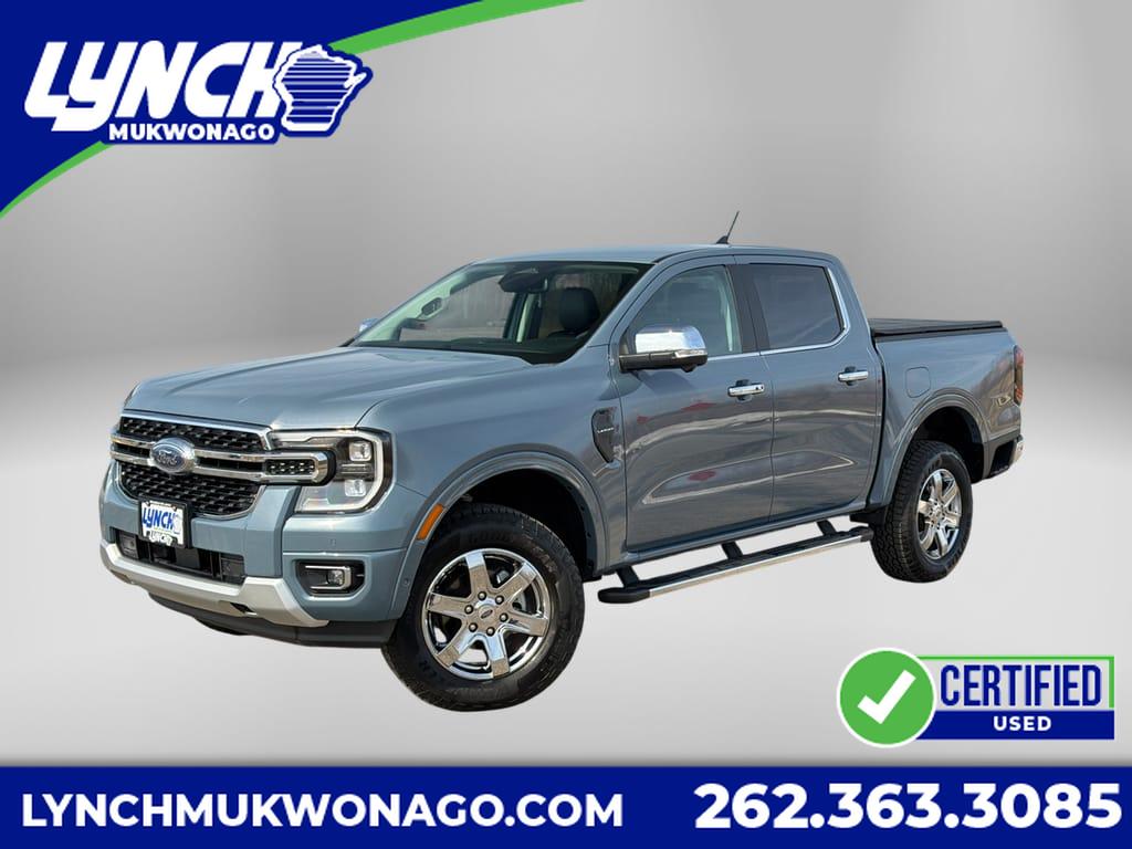 Blue (Azure Gray Metallic Tri-Coat) 2024 Ford Ranger Lariat SuperCrew 4WD Pickup Truck Four-Wheel Drive Automatic