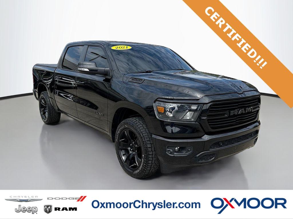 Diamond Black Crystal Pearlcoat 2021 RAM 1500 Big Horn Crew Cab 4WD Pickup Truck Four-Wheel Drive 8-Speed Automatic