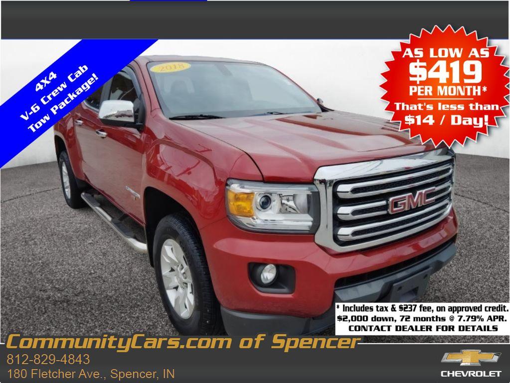 Red Quartz Tintcoat 2018 GMC Canyon SLE Crew Cab 4WD Pickup Truck Four-Wheel Drive 8-Speed Automatic