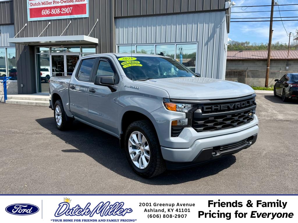 Slate Gray Metallic 2025 Chevrolet Silverado 1500 Custom Crew Cab 4WD Pickup Truck Four-Wheel Drive 8-Speed Automatic