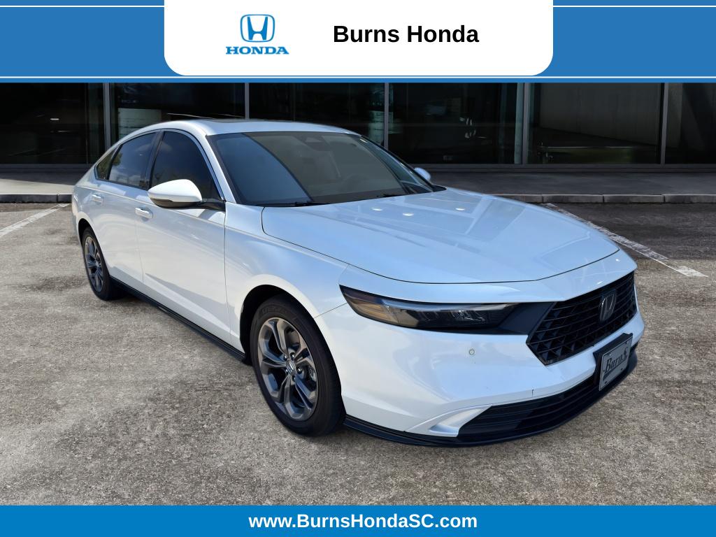 White 2025 Honda Accord Hybrid EX-L FWD Sedan Front-Wheel Drive Continuously Variable Transmission